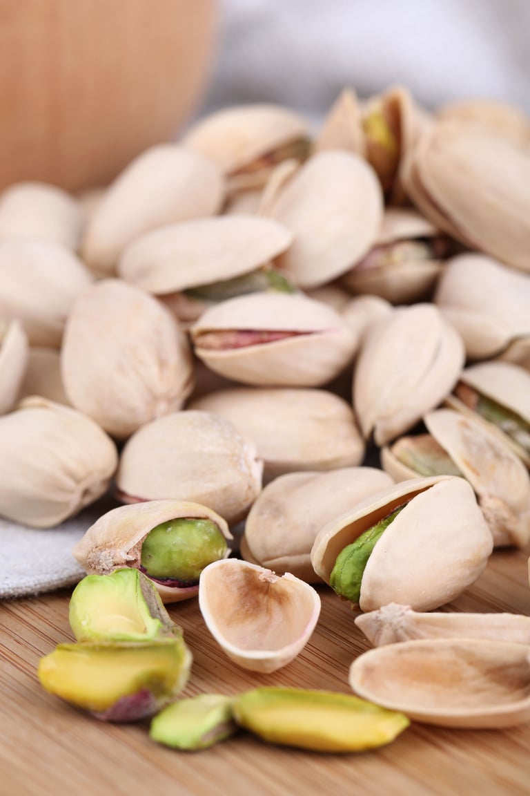 Pistachio Nuts on Table Close up